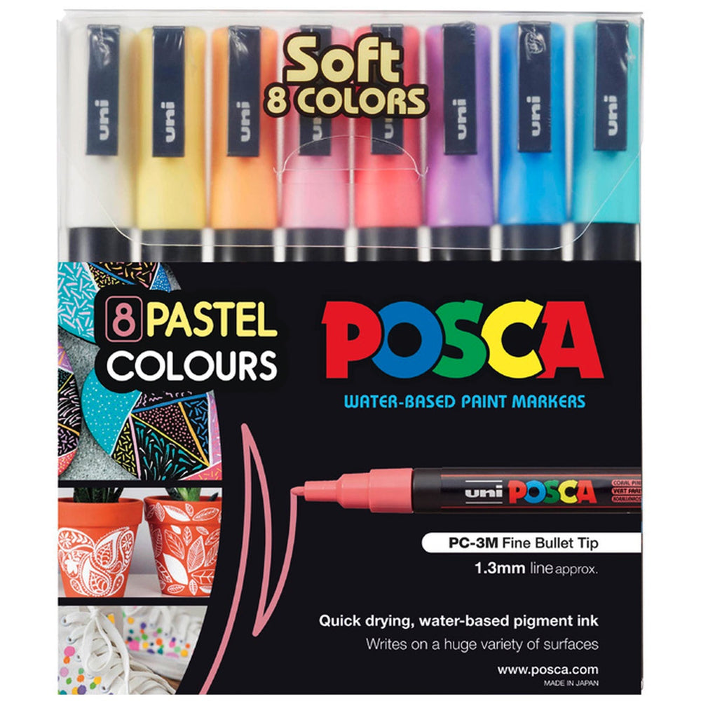 Uni Posca Set Pastel Colours Pk8 PC-3m