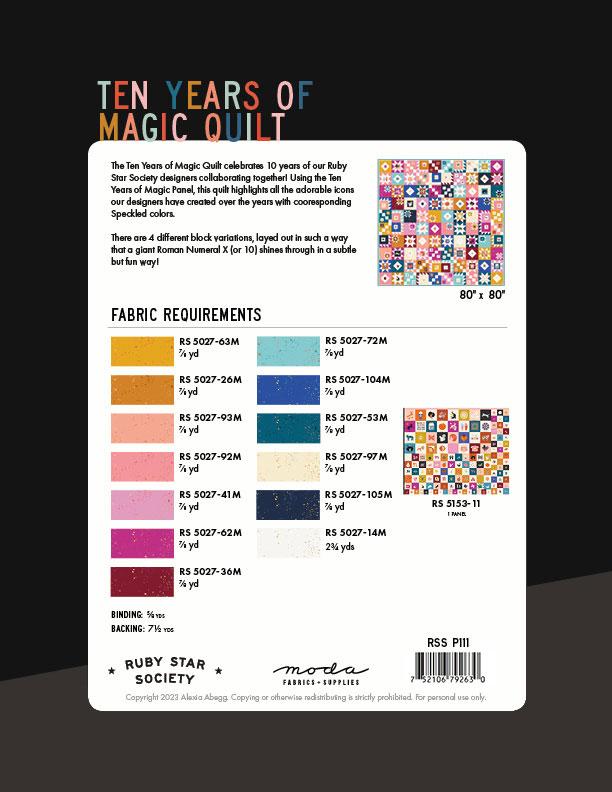 Ruby Star Ten Years of Magic Quilt Pattern – BowerBirdNZ