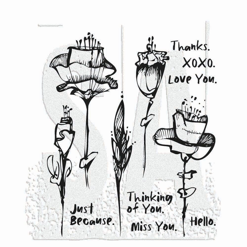 Tim Holtz Cling Stamp Set Abstract Florals
