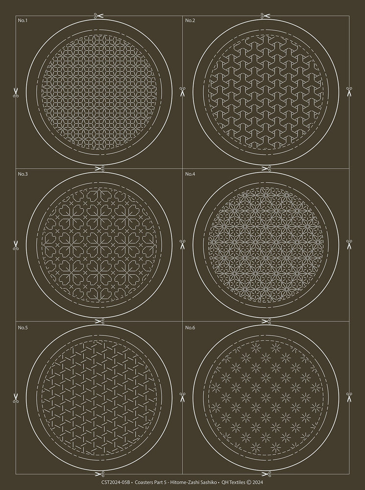 Sashiko Coaster Kit Slate (6pc)