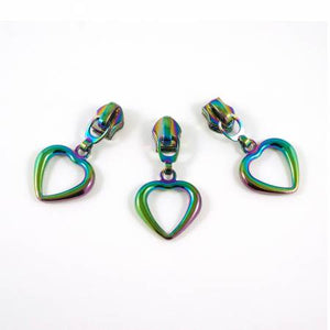 Rainbow Zipper Slider with Hollow Heart