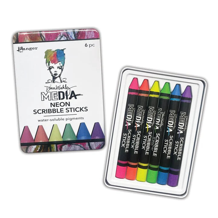 Dina Wakley Media Neon Scribble Sticks 6pc