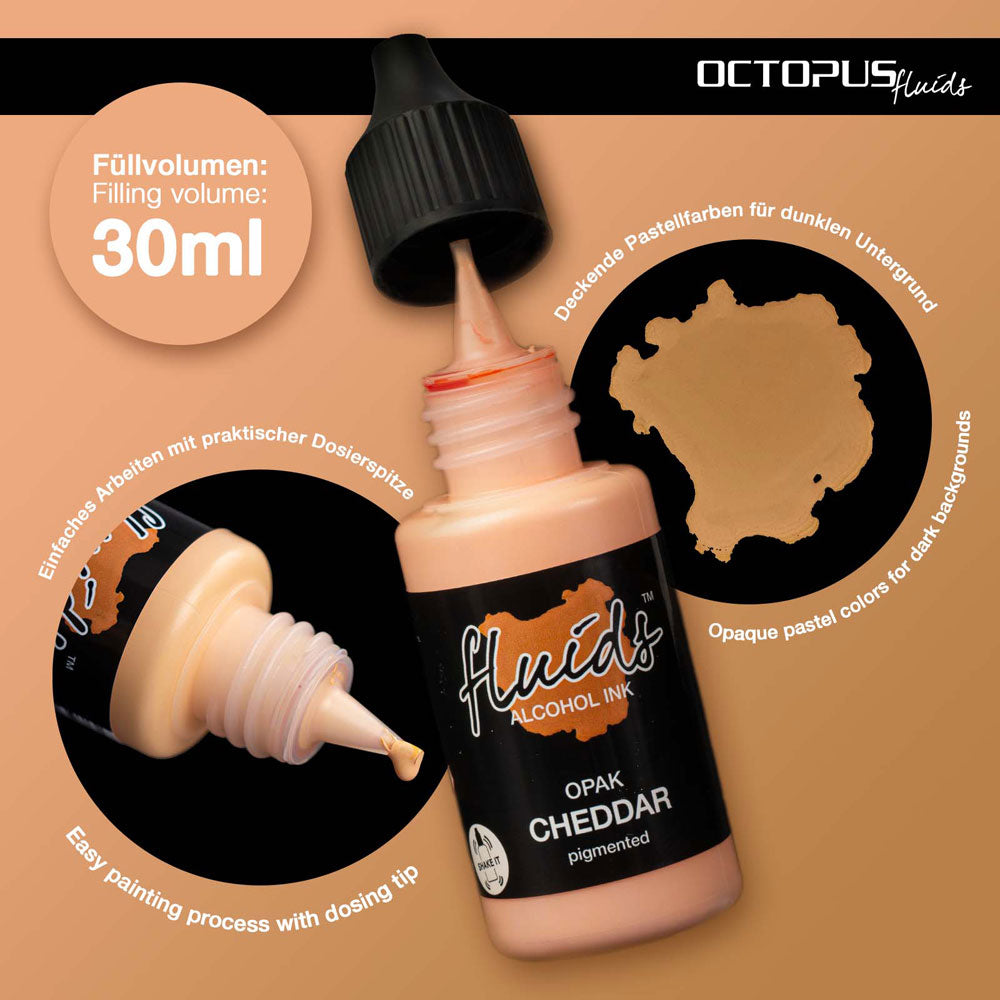 Octopus Fluids Alcohol Ink 30ml Opak Cheddar Orange – BowerBirdNZ