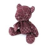 Little Sashiko Teddy Bear Burgundy