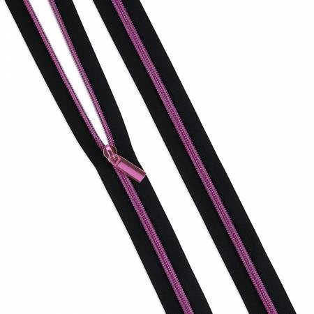 Sallie Tomato Zipper - 3 Yds with 9 Pulls - Black Tape/Tula Pink