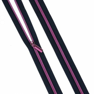 Sallie Tomato Zipper - 3 Yds with 9 Pulls -NavyTape/Tula Pink