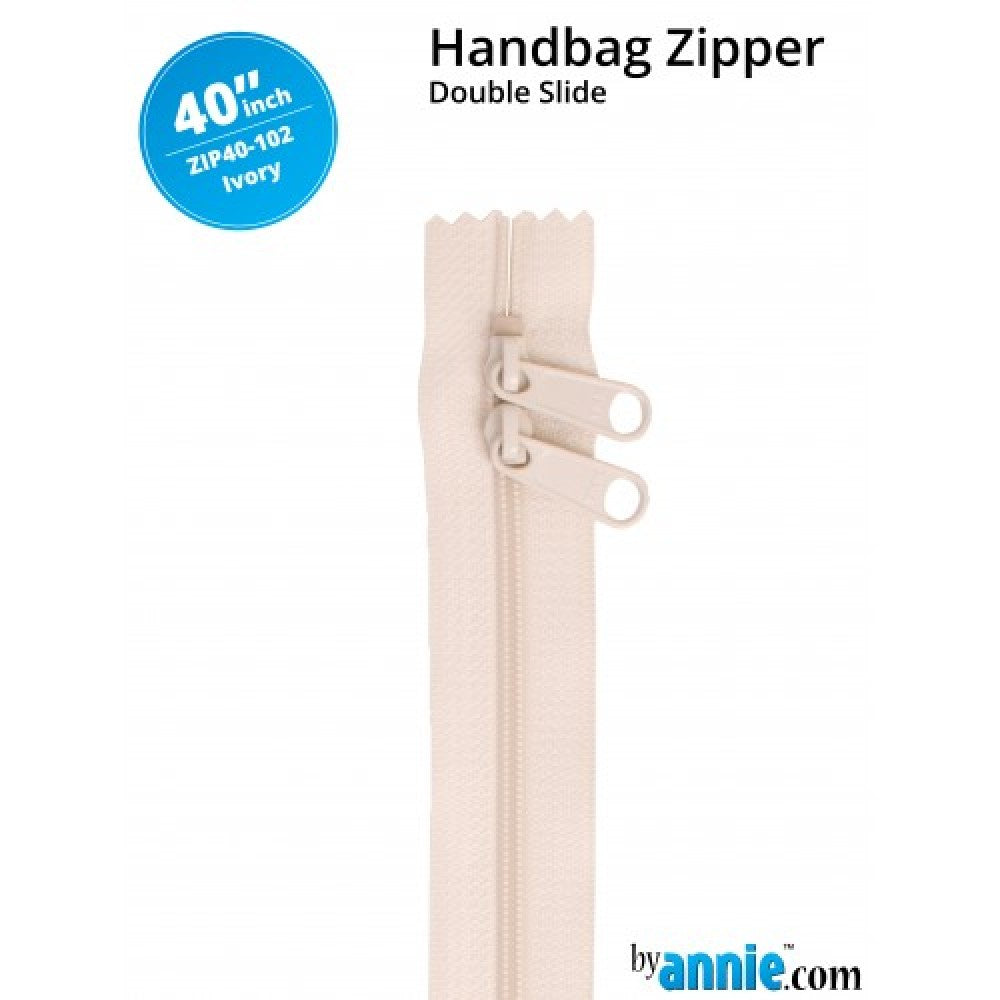 By Annie Double Slide Handbag Zipper - 40" Ivory