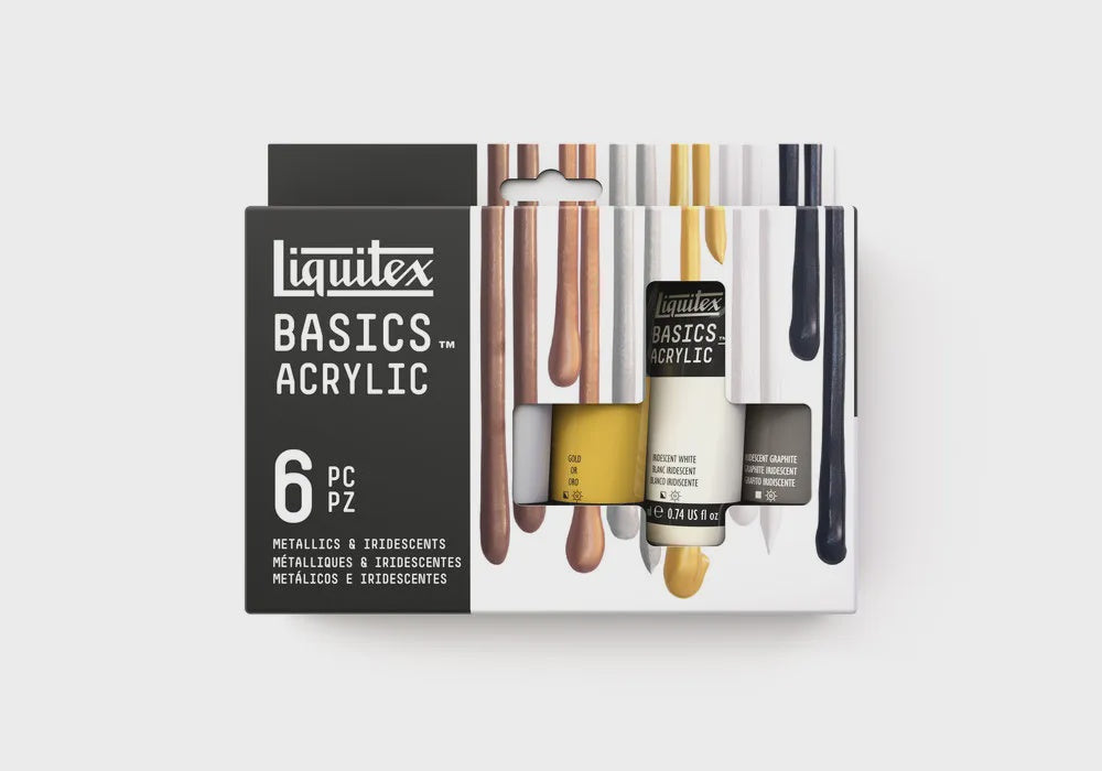 Liquitex Basics Acrylic Metallics & Iridescents 6pc 22ml