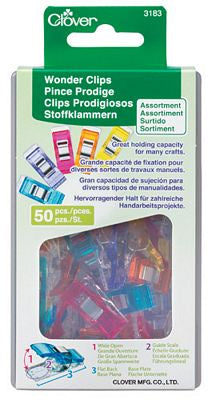 Clover Wonder Clips Assorted Colours - 50 pc