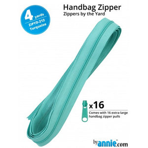 By Annie Zippers By The Yard - 4yd with 16 Pulls - Turquoise