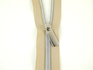 
            
                Load image into Gallery viewer, Sallie Tomato Zipper - 3 Yds with 9 Pulls - Beige Tape/Nickel
            
        