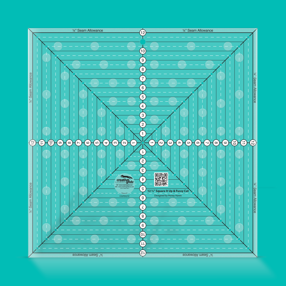 Creative Grids 12.5inch Square It Up and Fussy Cut Square Quilt Ruler