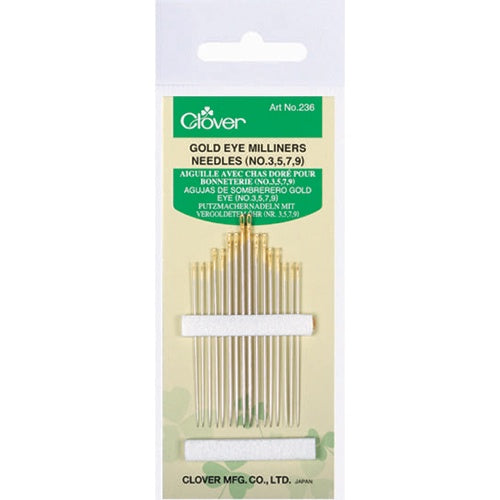 Clover Gold Eye Milliners Needles (No. 3,5,7,9)