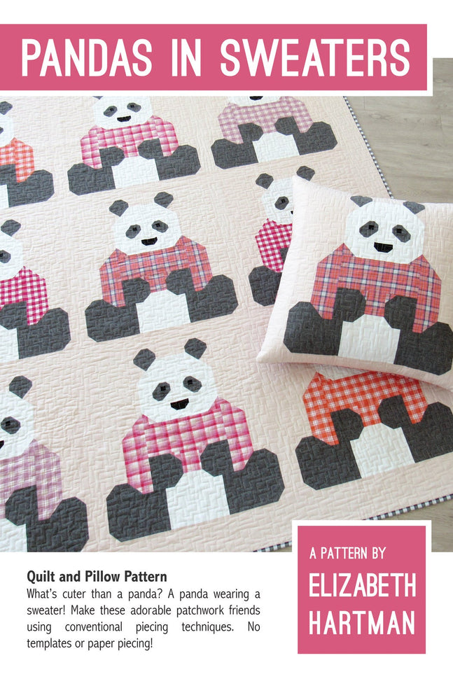 
            
                Load image into Gallery viewer, Pandas In Sweaters Quilt and Pillow Pattern
            
        