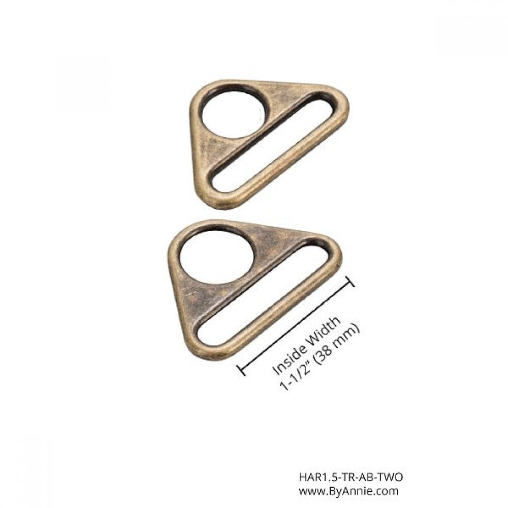 By Annie Triangle Rings 2 pk - Antique Brass 1.5in Flat