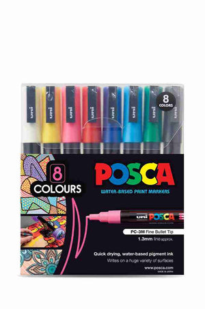 Uni Posca Set Assorted Pk8 PC-3m