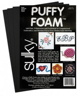 Sulky Puffy Foam 2mm Black 3 pk