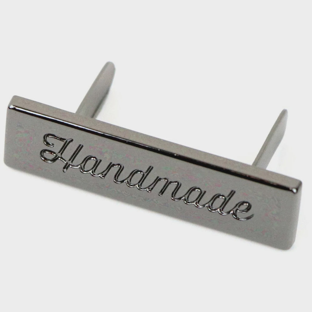Script Handmade Label 1-3/8 Inch - Gunmetal
