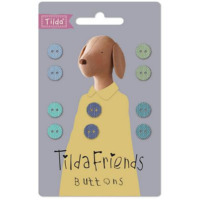 Tilda Friends Chambray Buttons Cool Colours 9mm 10PC