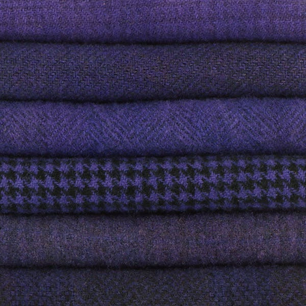 Hand Dyed Textural Wool Bundle (Fat 1/32) - Blue Iris