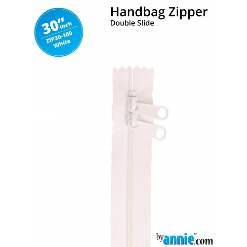 By Annie Double Slide Handbag Zipper - 30" White