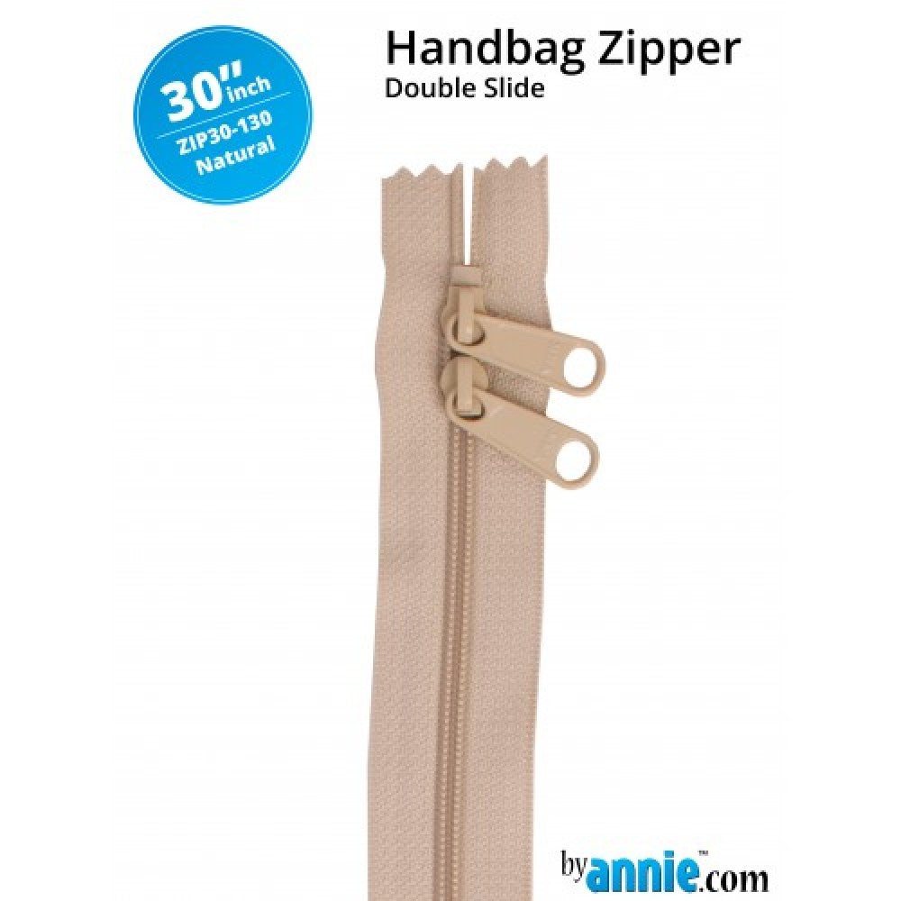 By Annie Double Slide Handbag Zipper - 30" Natural