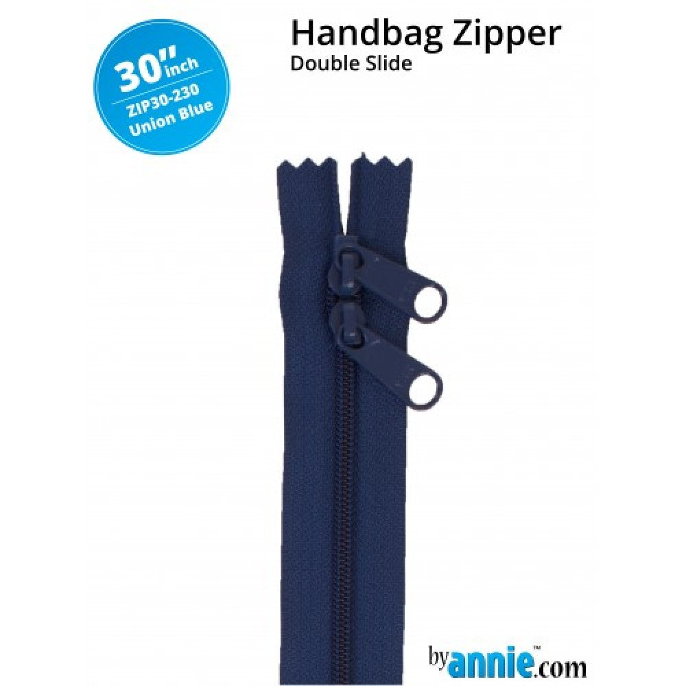 By Annie Double Slide Handbag Zipper - 30" Union Blue