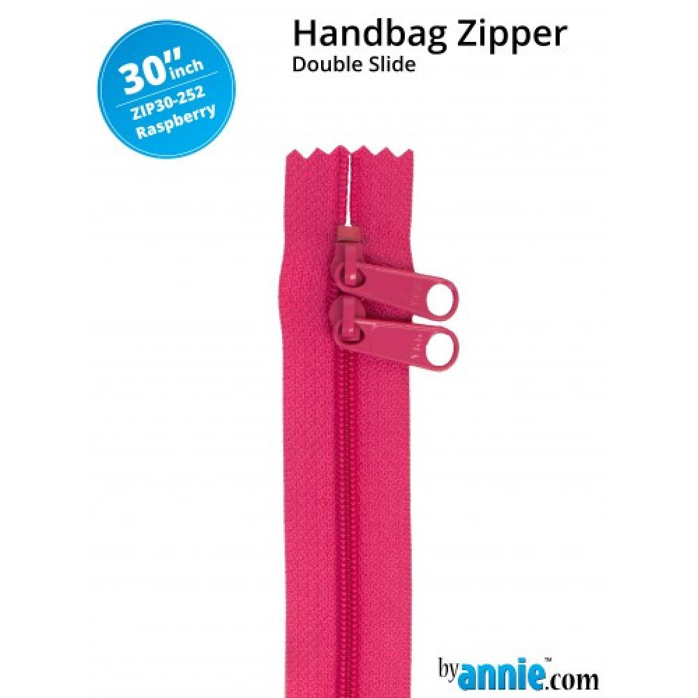 By Annie Double Slide Handbag Zipper - 30" Raspberry