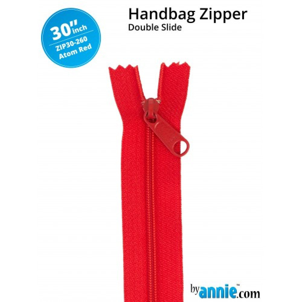 By Annie Double Slide Handbag Zipper - 30" Atom Red