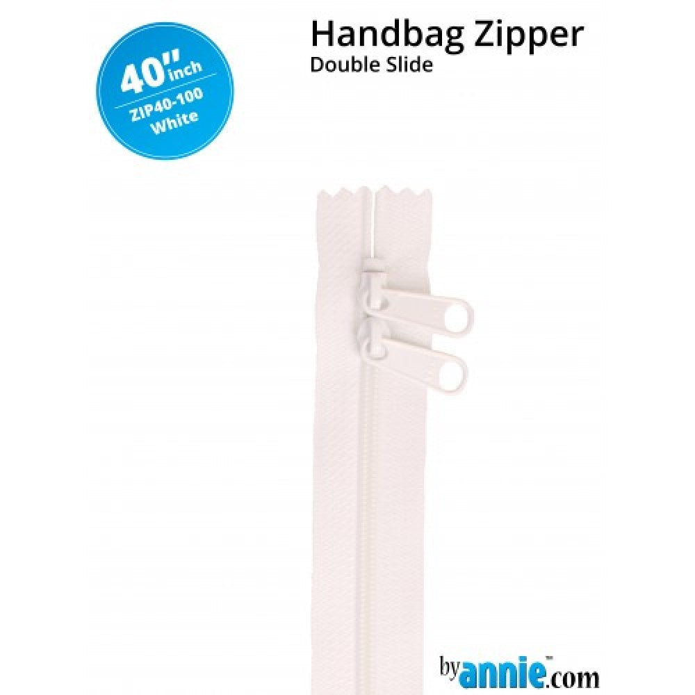 
            
                Load image into Gallery viewer, By Annie Double Slide Handbag Zipper - 40&amp;quot; White
            
        