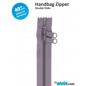 By Annie Double Slide Handbag Zipper - 40”  Gunmetal Grey