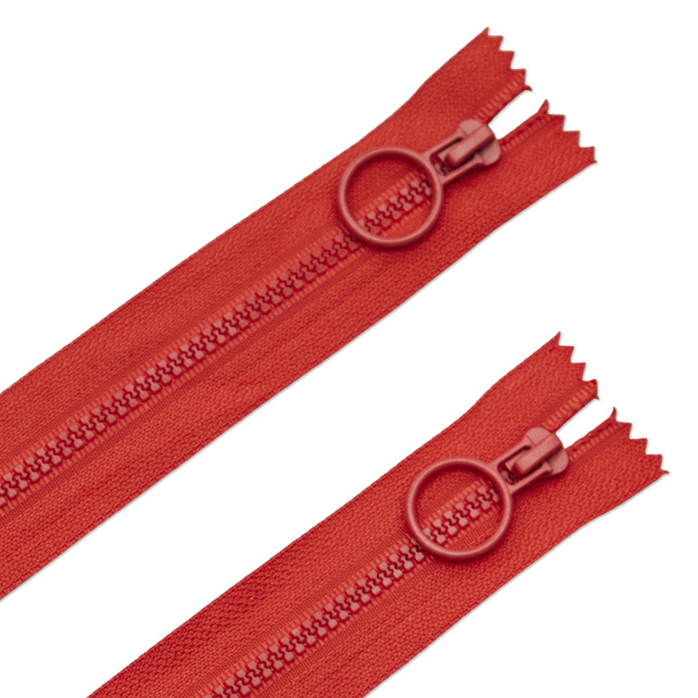 9" Red Hoop Pull Zipper (2pk)