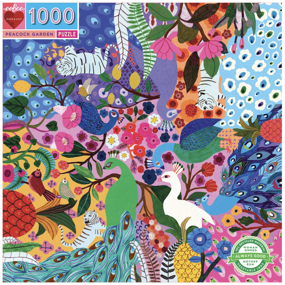 Eeboo 1000pc Puzzle Peacock Garden