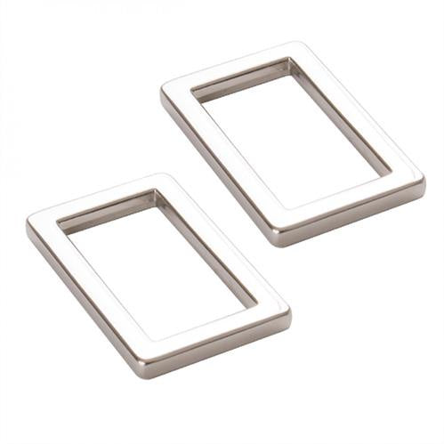 By Annie Rectangle Rings Flat 1" Nickel - 2 pk