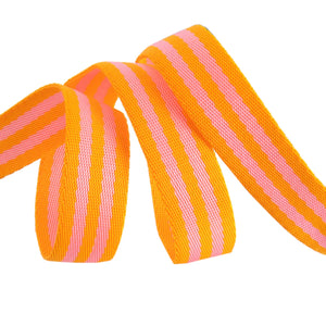Tula Pink 1" Striped Webbing Pink/Orange