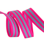 Tula Pink 1" Striped Webbing Aqua/Hot Pink